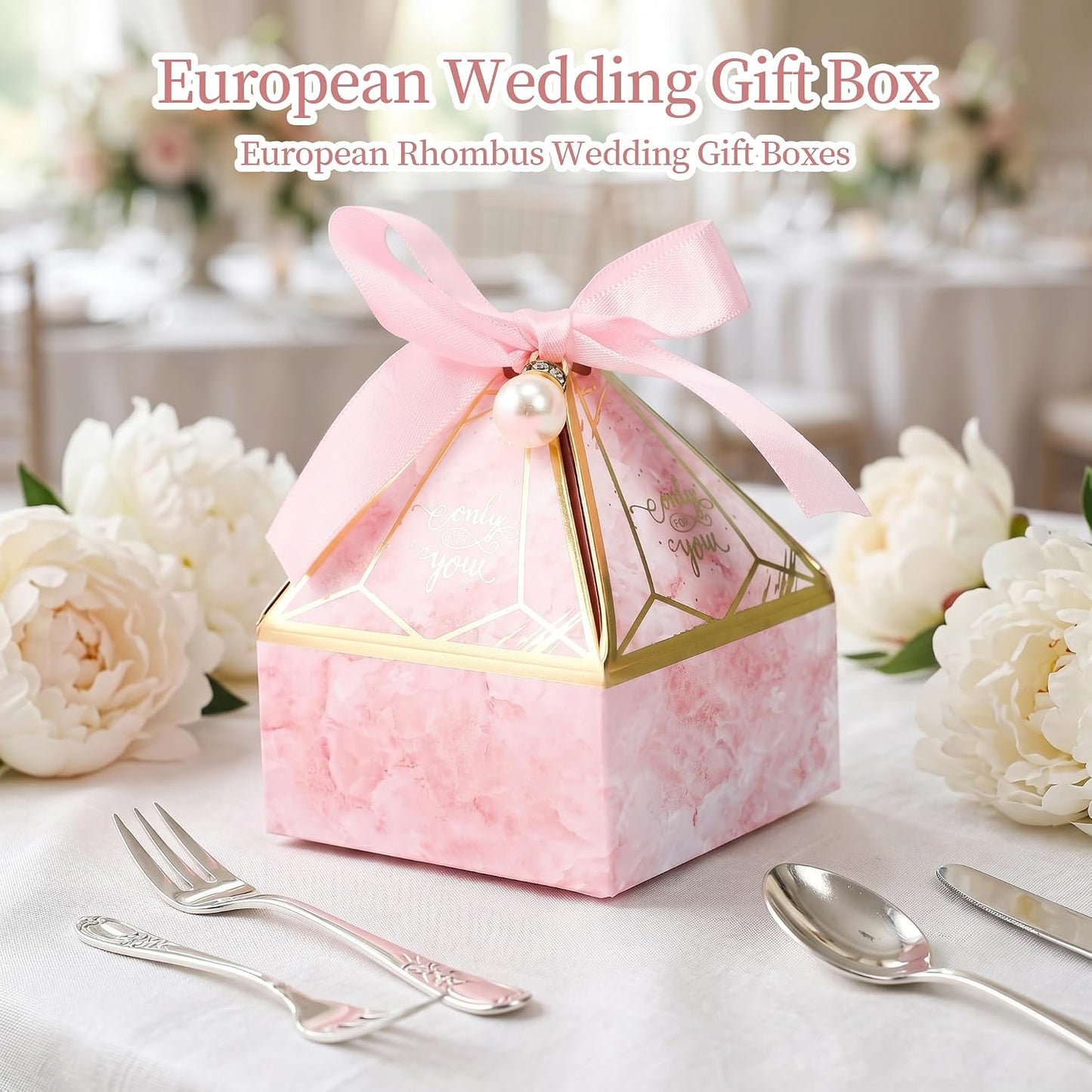 50pcs Elegant Cone-Shaped Mongolian Yurt Design Gift Boxes with Golden Foil Script And Ribbon Pearl Accessories - Perfect for Engagements, Birthdays, Weddings & Holiday Parties, Celebration Gift Box