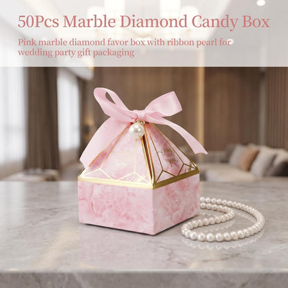 50pcs Elegant Cone-Shaped Mongolian Yurt Design Gift Boxes with Golden Foil Script And Ribbon Pearl Accessories - Perfect for Engagements, Birthdays, Weddings & Holiday Parties, Celebration Gift Box