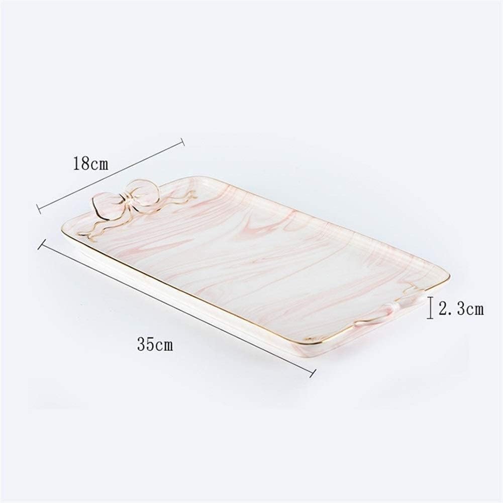 Nordic Ceramic Square Tray Marble Afternoon Tea Dessert Fruit Plate Dessert Cake Dish Cup Storage Tray(Color:Pink)