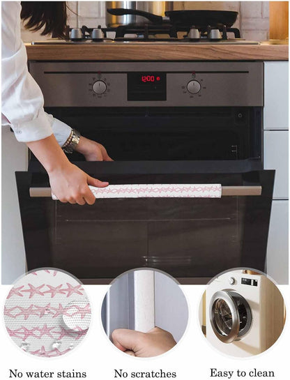 Light Pink Starfish Coastal Refrigerator Door Handle Covers Set of 2, Nautical Summer Ocean Modern Kitchen Fridge Microwave Oven Dishwasher Stove Cabinet Handle Protectors, Washable Appliance Decor
