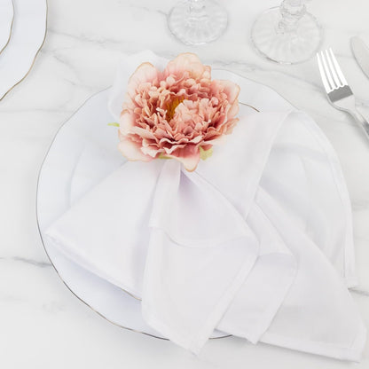 4-Pack Napkin Rings with Silk Peony Flower – Pink Floral Napkin Holders for Dinner Table Settings & Décor