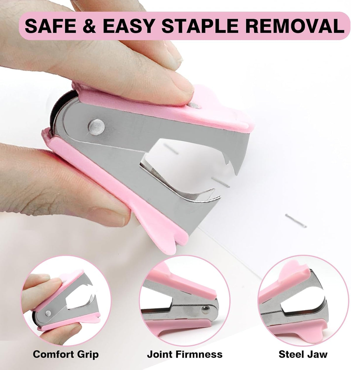 Pink Stapler Heavy Duty, Staplers for Desk, 2000 Staples, Staple Remover