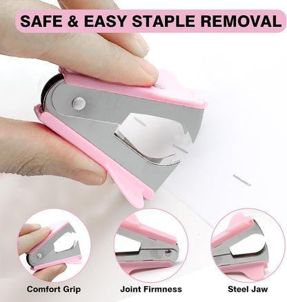 Pink Stapler Heavy Duty, Staplers for Desk, 2000 Staples, Staple Remover