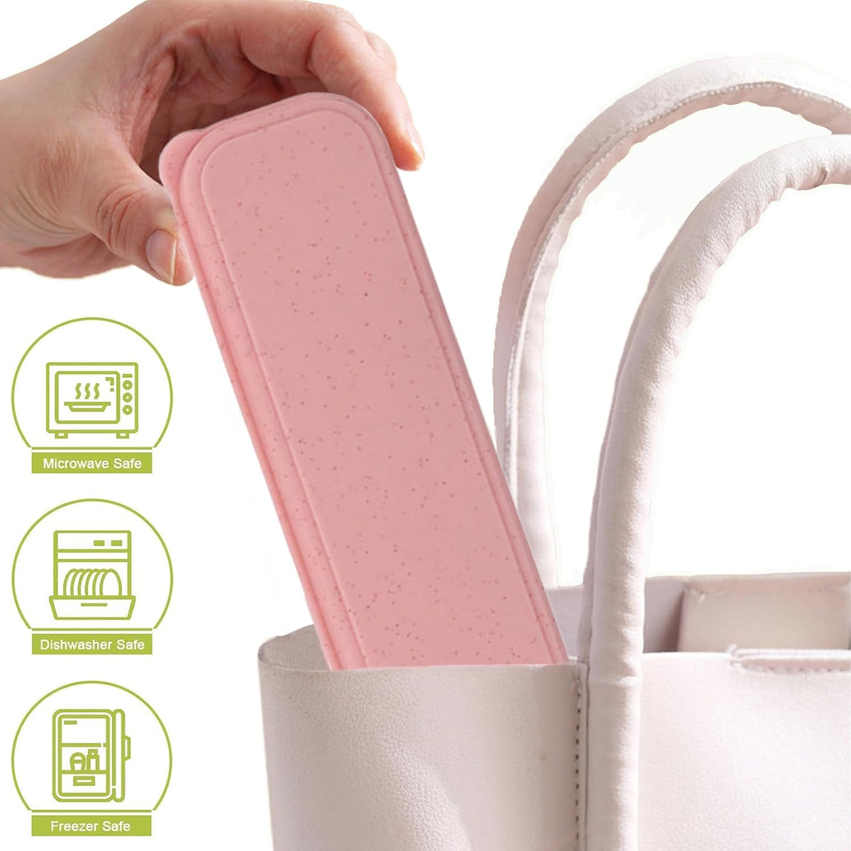 Reusable Travel Utensils with Case, Wheat Straw Fork Spoon Knife Chopsticks