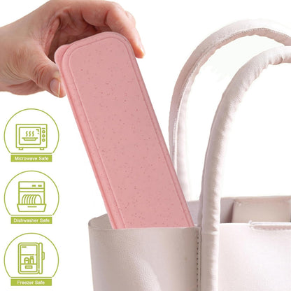 Reusable Travel Utensils with Case, Wheat Straw Fork Spoon Knife Chopsticks