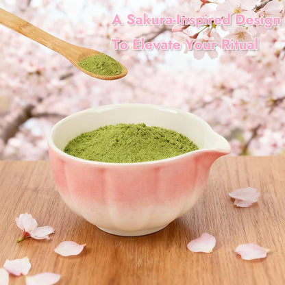 Matcha Whisk Set, 6 PCS Matcha Set-Ceramic Bowl, Matcha Whisk, Whisk Holder, Scoop, Spoon & Sifter, Complete Matcha Ceremony Kit Set (Pink)