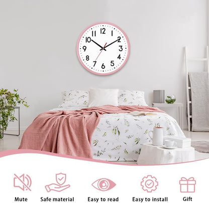 Wall Clock Silent Wall Clocks Battery Operated 8 Inch Modern Non Ticking Analog Clock Decorative for Kitchen Room Bedroom Living Classroom Office