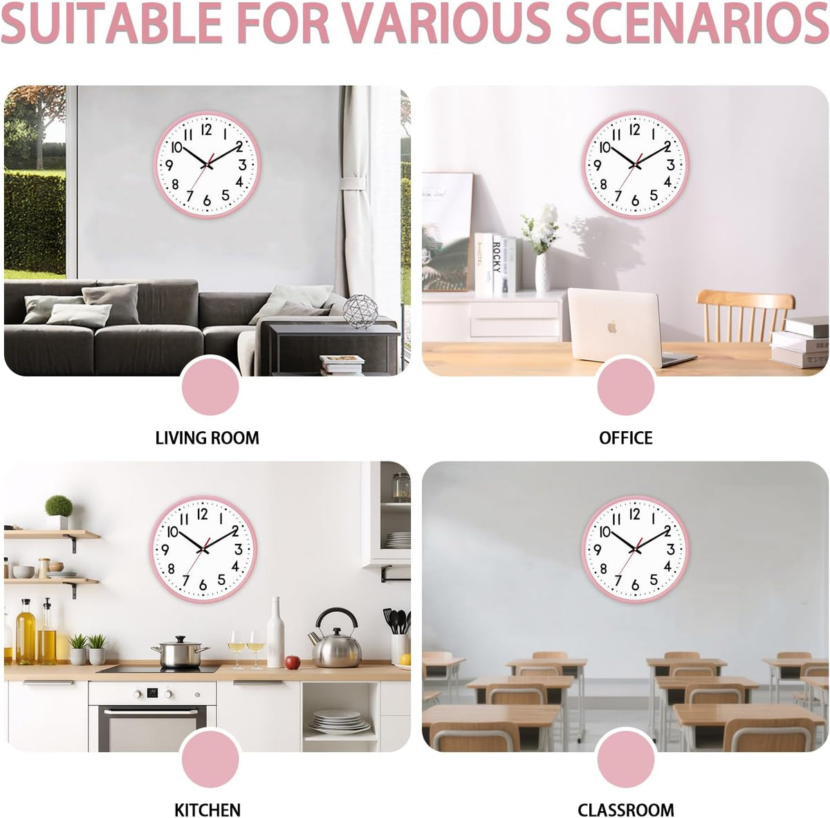 Wall Clock Silent Wall Clocks Battery Operated 8 Inch Modern Non Ticking Analog Clock Decorative for Kitchen Room Bedroom Living Classroom Office