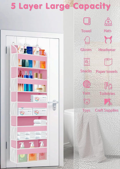 2 Pack Over the Door Storage Organizer with 5 Large Pockets
