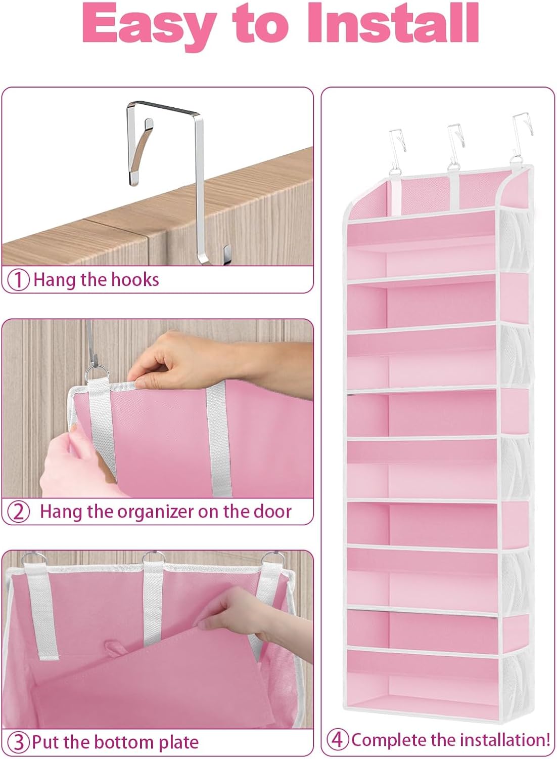 2 Pack Over the Door Storage Organizer with 5 Large Pockets