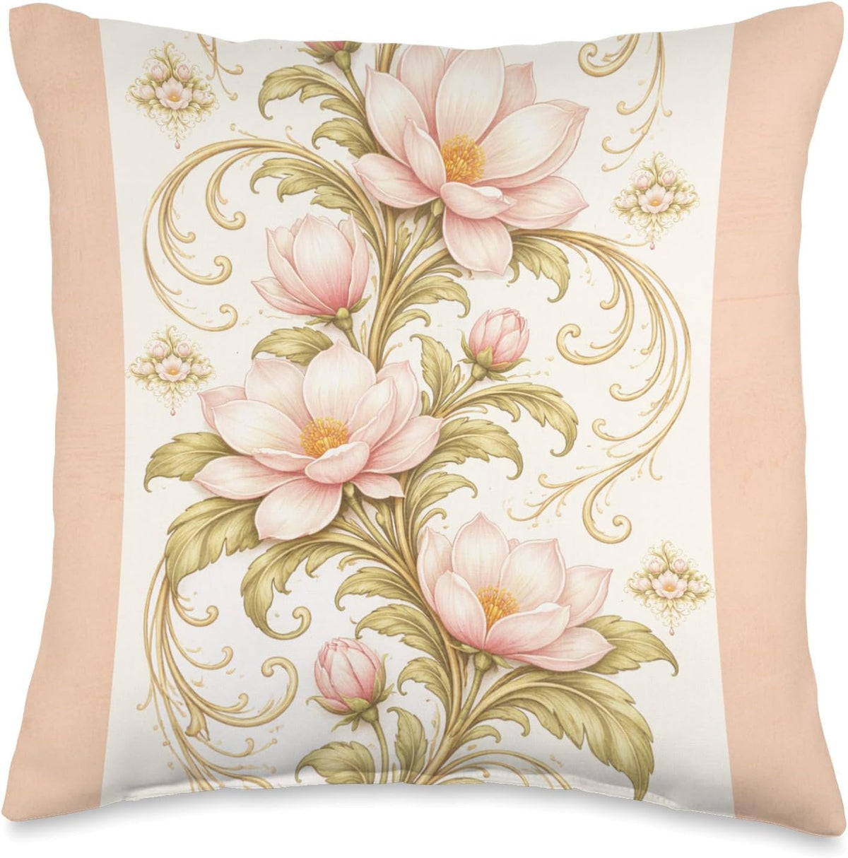 Art Nouveau Floral Soft Peach Fuzz Throw Pillow