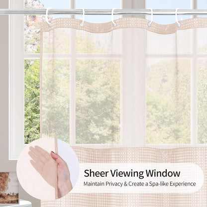 Luxury Textured Fabric Shower Curtainwith Snap-in Liner Blush Pink,72x72