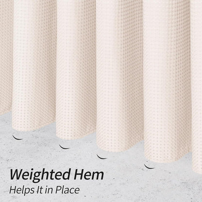 Luxury Textured Fabric Shower Curtainwith Snap-in Liner Blush Pink,72x72