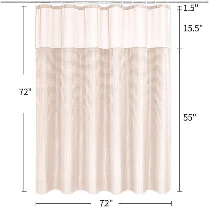 Luxury Textured Fabric Shower Curtainwith Snap-in Liner Blush Pink,72x72