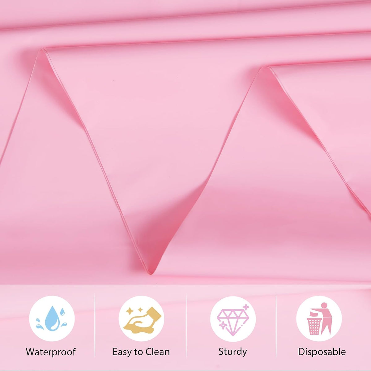 4 Packs Pink Tablecloth 54 X 108 Inch Plastic Table Cloth for Rectangle Table Disposable Light Pink Table Cover for Birthday Party Picnic Baby Shower Wedding Mothers Day Decorations
