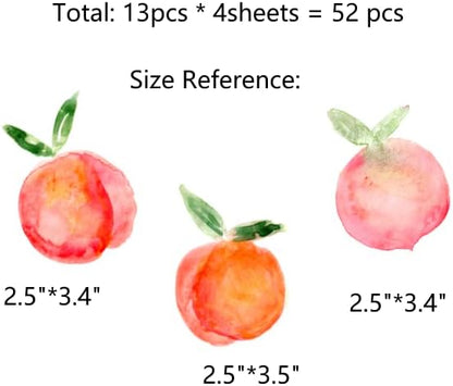 52pcs Peach Wall Decals Peel and Stick for Bathroom, Home, Kitchen, Nursery, Bedroom - Stickers and Art Decor