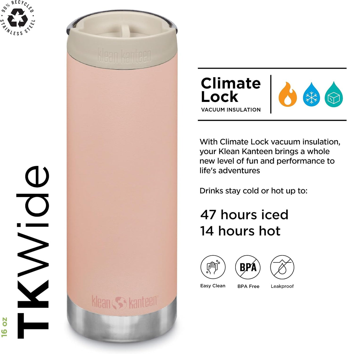 16oz TKWide Insulated Coffee Tumbler with Café Cap - Peach Parfait