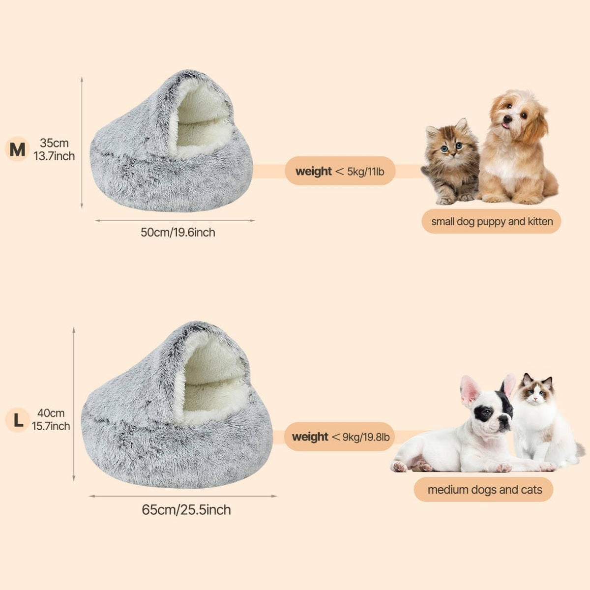 Small Dog Bed Hooded, Cat Cave Bed for Indoor Cats with Covered Hood for Small Dogs Cats Puppy, Plush Faux Fur Enclosed Nest(pink-26'')