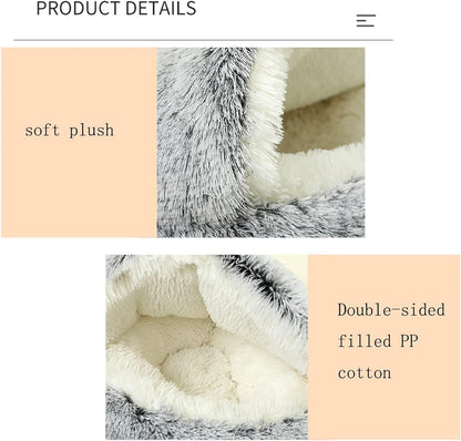 Small Dog Bed Hooded, Cat Cave Bed for Indoor Cats with Covered Hood for Small Dogs Cats Puppy, Plush Faux Fur Enclosed Nest(pink-26'')