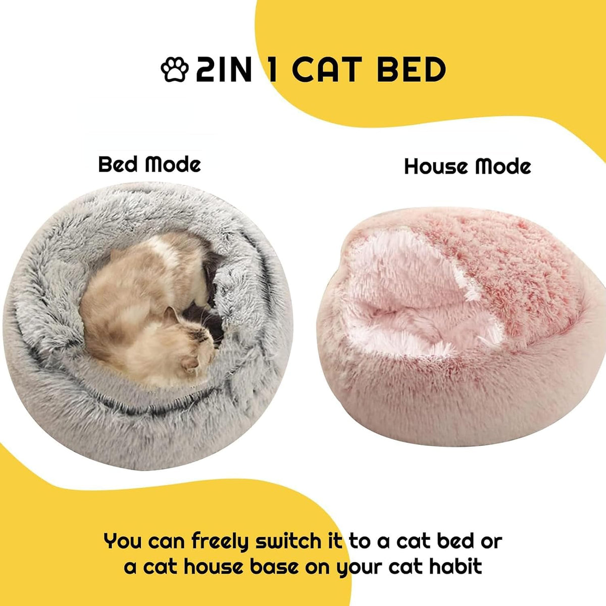 Small Dog Bed Hooded, Cat Cave Bed for Indoor Cats with Covered Hood for Small Dogs Cats Puppy, Plush Faux Fur Enclosed Nest(pink-26'')