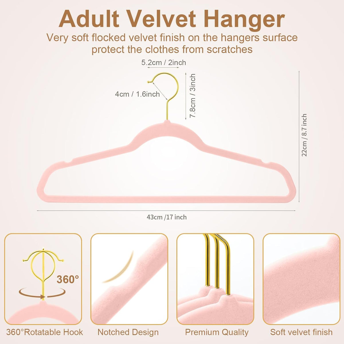 36 Pack Velvet Clothes Hangers with Gold Hooks,Space-Saving