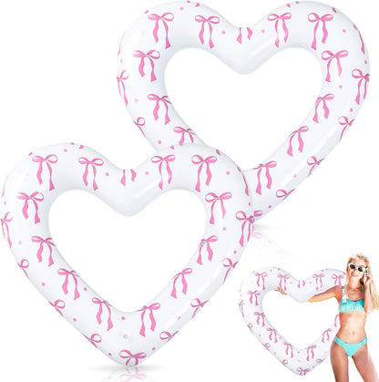 2 Pack Pink Bow Pool Float 43 Inch Heart