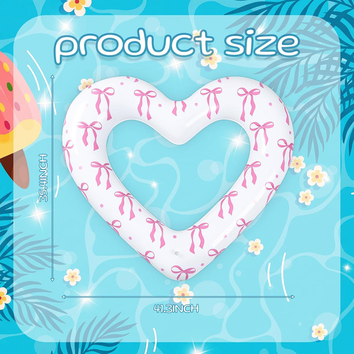2 Pack Pink Bow Pool Float 43 Inch Heart