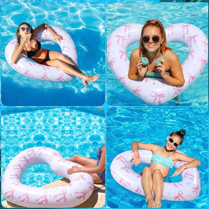 2 Pack Pink Bow Pool Float 43 Inch Heart