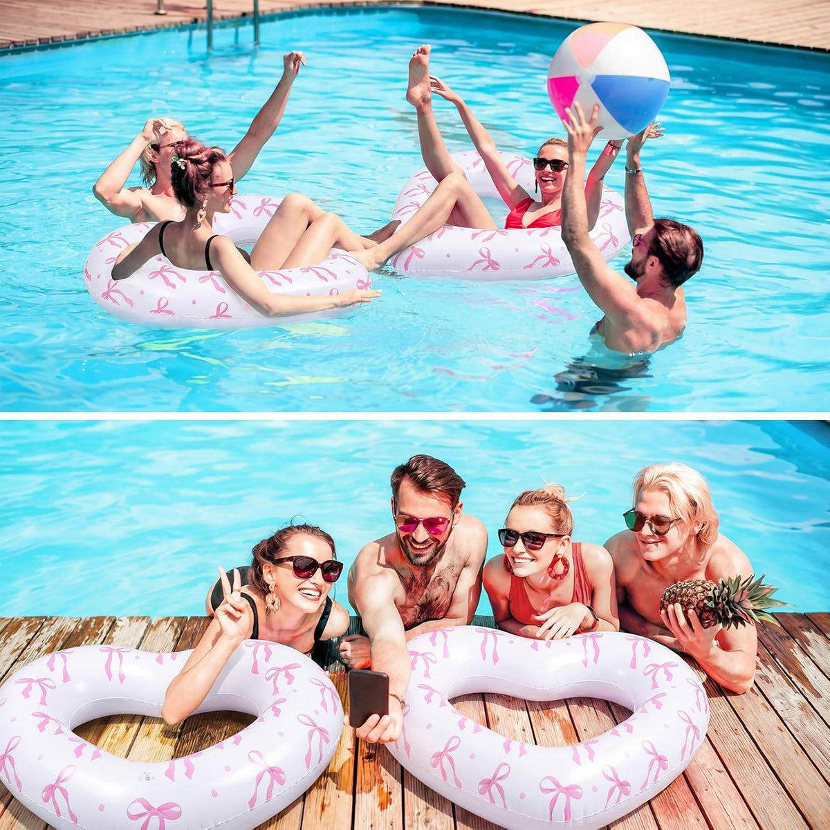 2 Pack Pink Bow Pool Float 43 Inch Heart