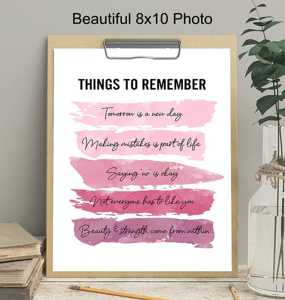 Positive Inspirational Quotes Wall Decor - Uplifting Encouragement Gifts for Women, Girls, Teens, Daughter, BFF, Best Friend - Pink Motivational Wall Art Poster for Home Office, Bedroom, Bathroom
