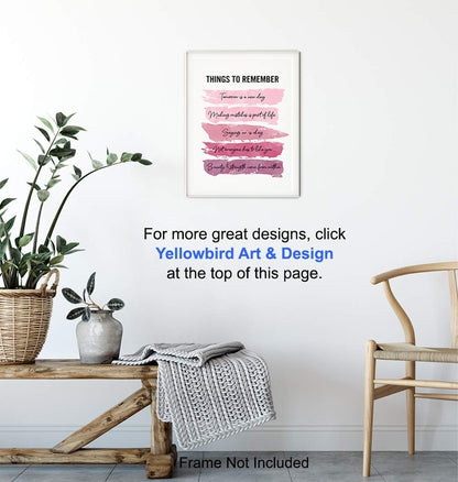 Positive Inspirational Quotes Wall Decor - Uplifting Encouragement Gifts for Women, Girls, Teens, Daughter, BFF, Best Friend - Pink Motivational Wall Art Poster for Home Office, Bedroom, Bathroom