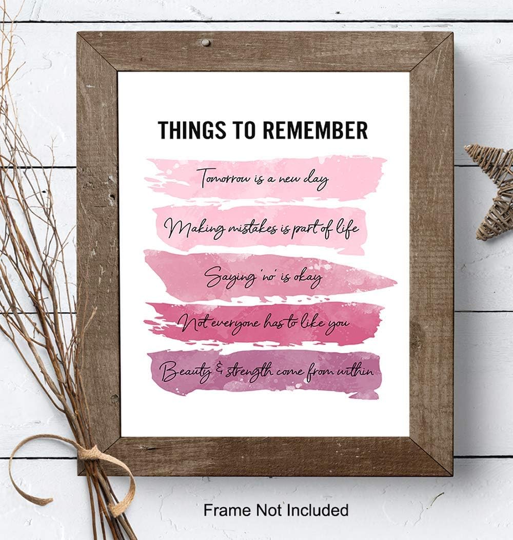 Positive Inspirational Quotes Wall Decor - Uplifting Encouragement Gifts for Women, Girls, Teens, Daughter, BFF, Best Friend - Pink Motivational Wall Art Poster for Home Office, Bedroom, Bathroom
