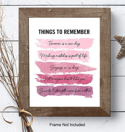 Positive Inspirational Quotes Wall Decor - Uplifting Encouragement Gifts for Women, Girls, Teens, Daughter, BFF, Best Friend - Pink Motivational Wall Art Poster for Home Office, Bedroom, Bathroom