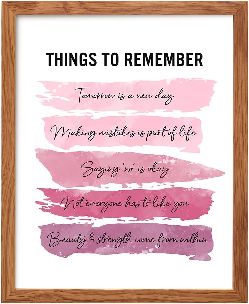 Positive Inspirational Quotes Wall Decor - Uplifting Encouragement Gifts for Women, Girls, Teens, Daughter, BFF, Best Friend - Pink Motivational Wall Art Poster for Home Office, Bedroom, Bathroom