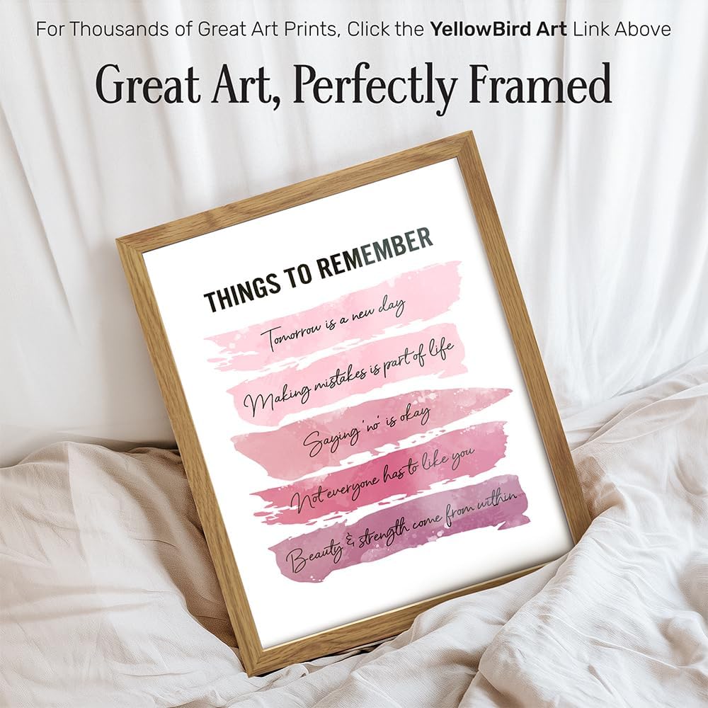 Positive Inspirational Quotes Wall Decor - Uplifting Encouragement Gifts for Women, Girls, Teens, Daughter, BFF, Best Friend - Pink Motivational Wall Art Poster for Home Office, Bedroom, Bathroom