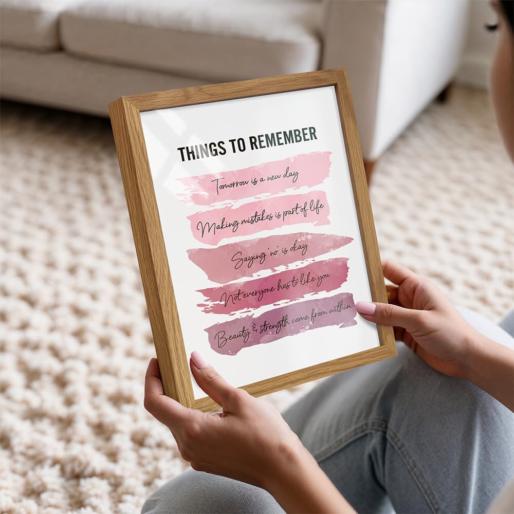 Positive Inspirational Quotes Wall Decor - Uplifting Encouragement Gifts for Women, Girls, Teens, Daughter, BFF, Best Friend - Pink Motivational Wall Art Poster for Home Office, Bedroom, Bathroom