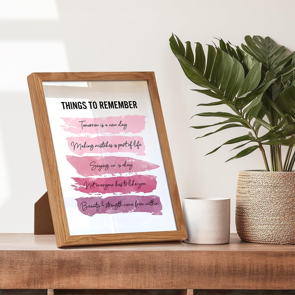 Positive Inspirational Quotes Wall Decor - Uplifting Encouragement Gifts for Women, Girls, Teens, Daughter, BFF, Best Friend - Pink Motivational Wall Art Poster for Home Office, Bedroom, Bathroom