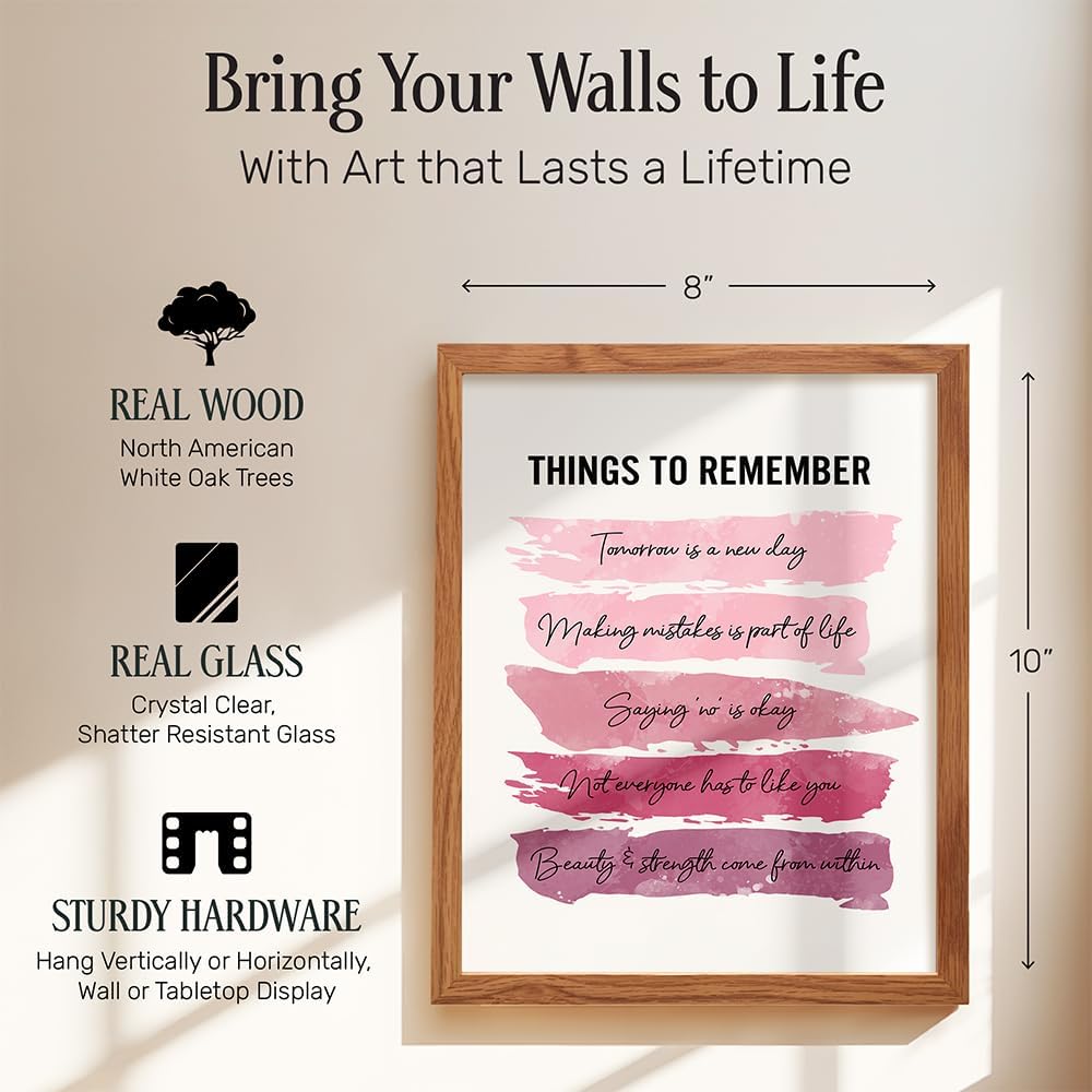 Positive Inspirational Quotes Wall Decor - Uplifting Encouragement Gifts for Women, Girls, Teens, Daughter, BFF, Best Friend - Pink Motivational Wall Art Poster for Home Office, Bedroom, Bathroom