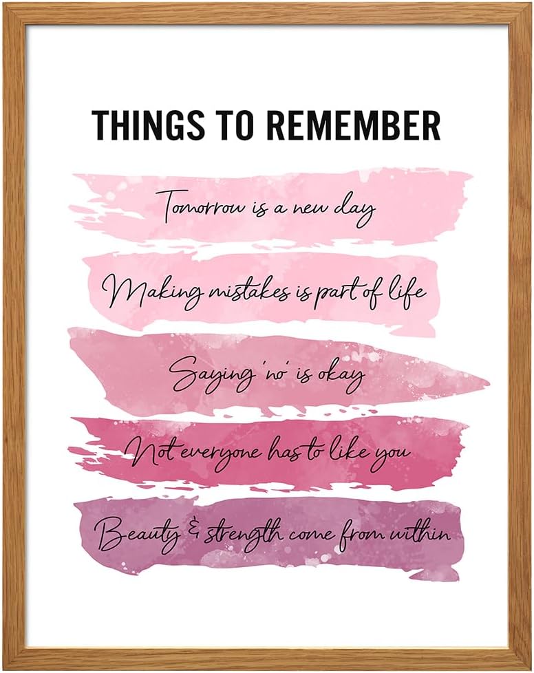 Positive Inspirational Quotes Wall Decor - Uplifting Encouragement Gifts for Women, Girls, Teens, Daughter, BFF, Best Friend - Pink Motivational Wall Art Poster for Home Office, Bedroom, Bathroom