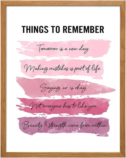 Positive Inspirational Quotes Wall Decor - Uplifting Encouragement Gifts for Women, Girls, Teens, Daughter, BFF, Best Friend - Pink Motivational Wall Art Poster for Home Office, Bedroom, Bathroom