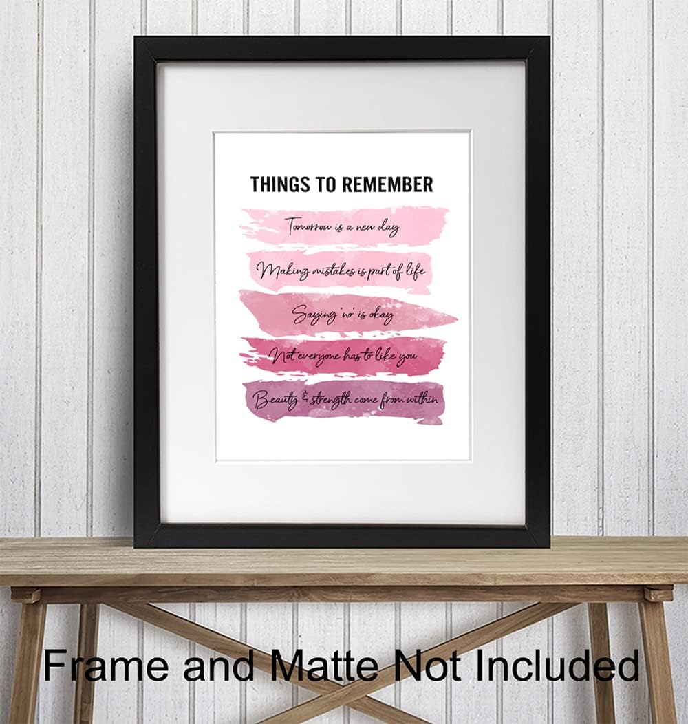 Positive Inspirational Quotes Wall Decor - Uplifting Encouragement Gifts for Women, Girls, Teens, Daughter, BFF, Best Friend - Pink Motivational Wall Art Poster for Home Office, Bedroom, Bathroom