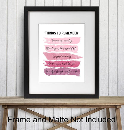 Positive Inspirational Quotes Wall Decor - Uplifting Encouragement Gifts for Women, Girls, Teens, Daughter, BFF, Best Friend - Pink Motivational Wall Art Poster for Home Office, Bedroom, Bathroom