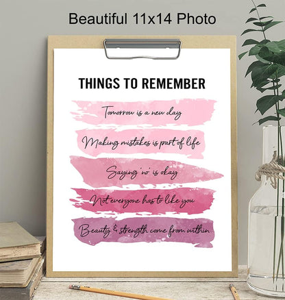Positive Inspirational Quotes Wall Decor - Uplifting Encouragement Gifts for Women, Girls, Teens, Daughter, BFF, Best Friend - Pink Motivational Wall Art Poster for Home Office, Bedroom, Bathroom