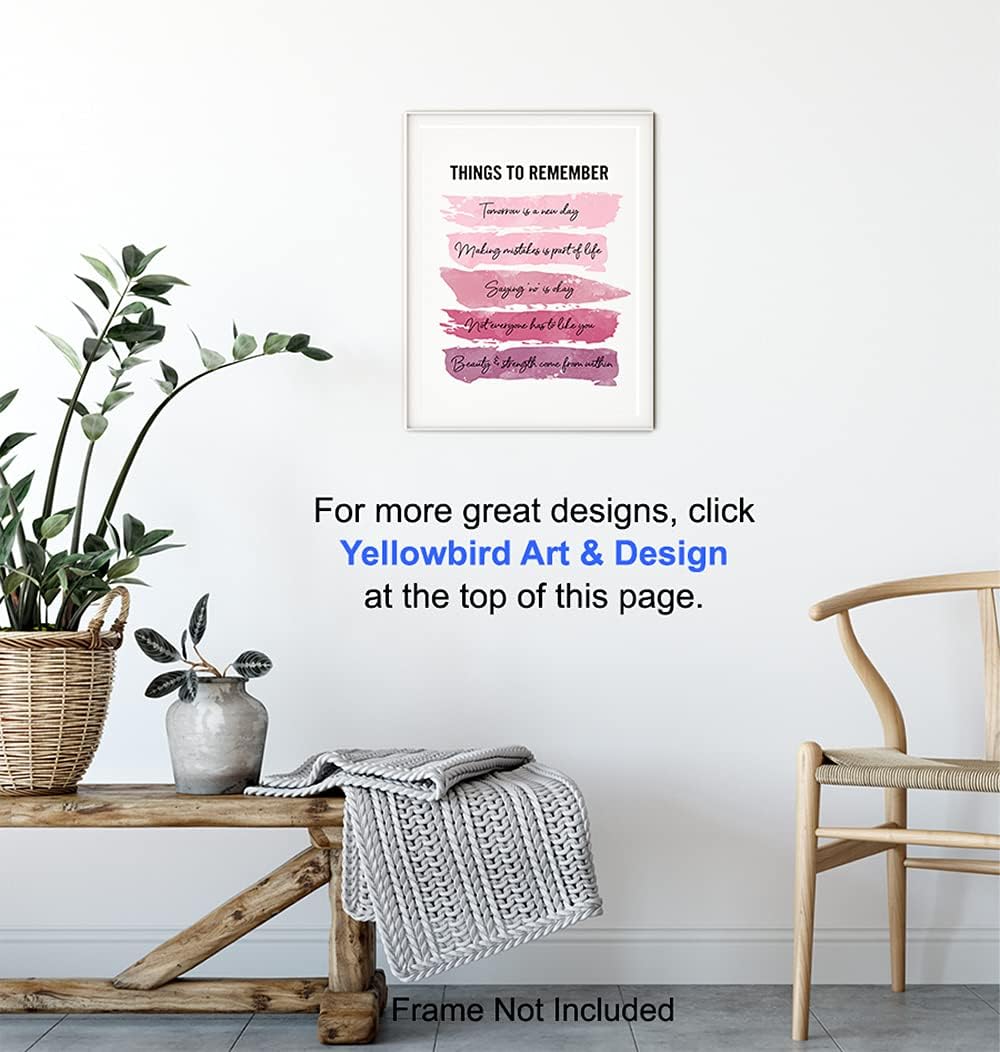 Positive Inspirational Quotes Wall Decor - Uplifting Encouragement Gifts for Women, Girls, Teens, Daughter, BFF, Best Friend - Pink Motivational Wall Art Poster for Home Office, Bedroom, Bathroom