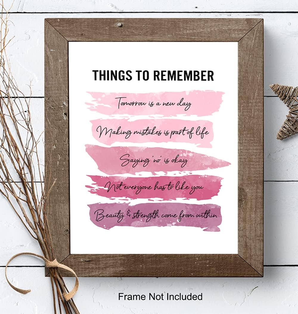 Positive Inspirational Quotes Wall Decor - Uplifting Encouragement Gifts for Women, Girls, Teens, Daughter, BFF, Best Friend - Pink Motivational Wall Art Poster for Home Office, Bedroom, Bathroom