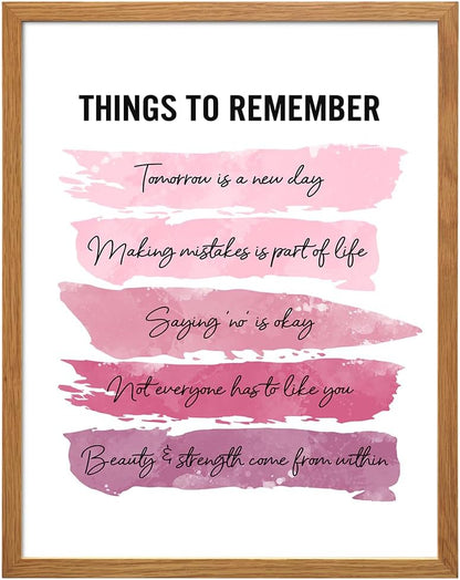 Positive Inspirational Quotes Wall Decor - Uplifting Encouragement Gifts for Women, Girls, Teens, Daughter, BFF, Best Friend - Pink Motivational Wall Art Poster for Home Office, Bedroom, Bathroom