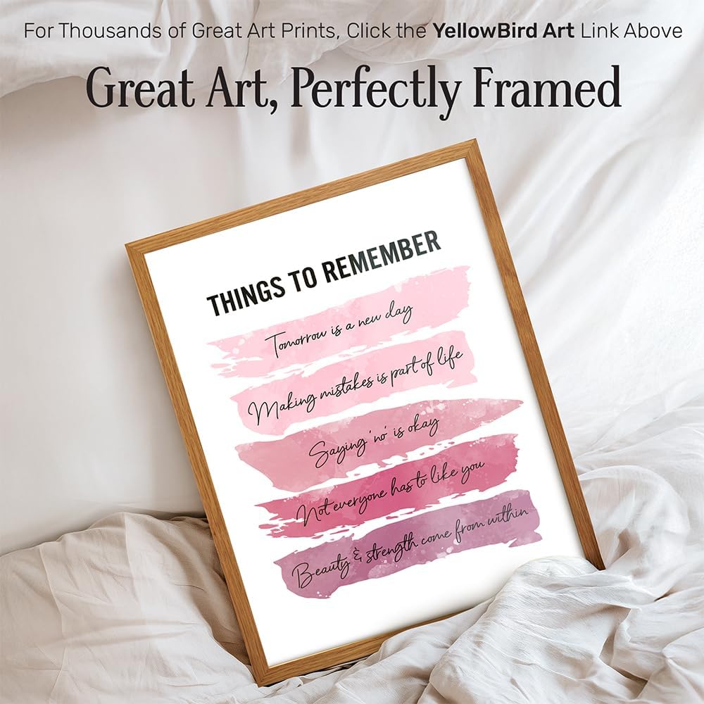 Positive Inspirational Quotes Wall Decor - Uplifting Encouragement Gifts for Women, Girls, Teens, Daughter, BFF, Best Friend - Pink Motivational Wall Art Poster for Home Office, Bedroom, Bathroom