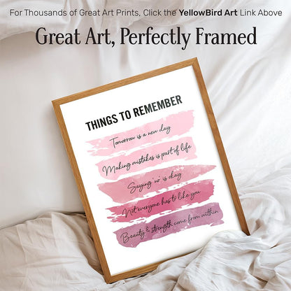 Positive Inspirational Quotes Wall Decor - Uplifting Encouragement Gifts for Women, Girls, Teens, Daughter, BFF, Best Friend - Pink Motivational Wall Art Poster for Home Office, Bedroom, Bathroom