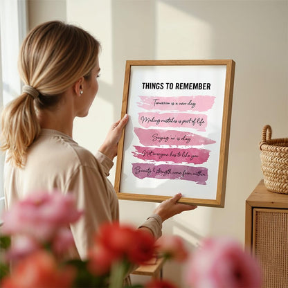 Positive Inspirational Quotes Wall Decor - Uplifting Encouragement Gifts for Women, Girls, Teens, Daughter, BFF, Best Friend - Pink Motivational Wall Art Poster for Home Office, Bedroom, Bathroom