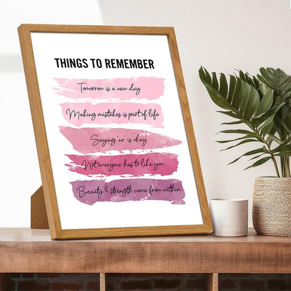 Positive Inspirational Quotes Wall Decor - Uplifting Encouragement Gifts for Women, Girls, Teens, Daughter, BFF, Best Friend - Pink Motivational Wall Art Poster for Home Office, Bedroom, Bathroom